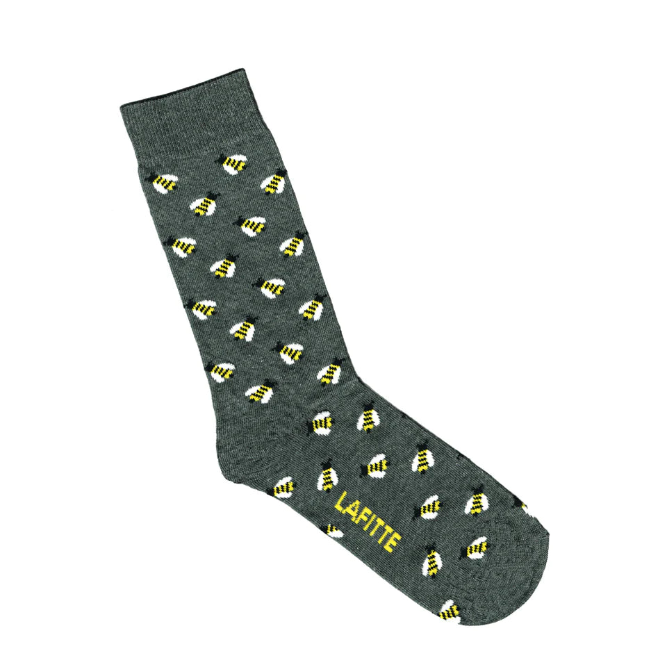 Socks - Bees Charcoal. Made in Australia