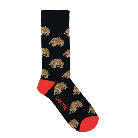 Echidna Socks. Black. Handmade in Australia.