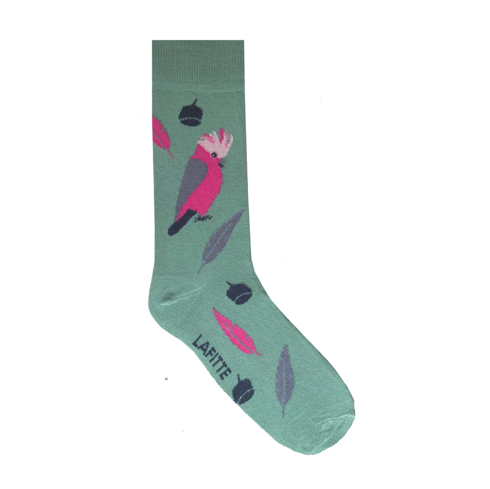 Socks. Galah - Mint Green. Handmade in Australia.