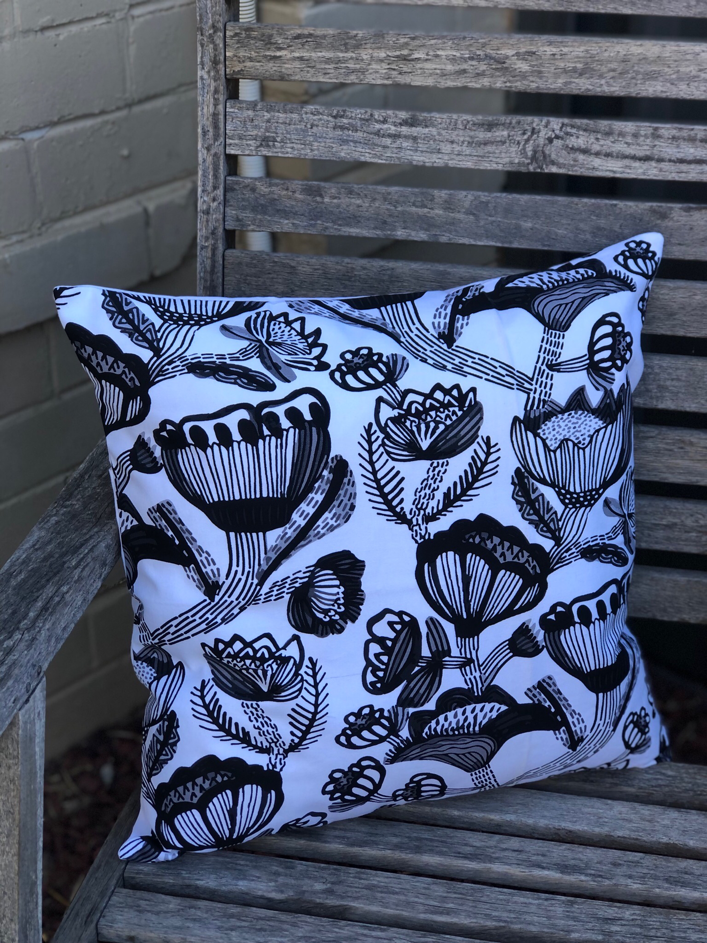 Cushion Cover - Monochrome Square 45x45. Handmade in Australia