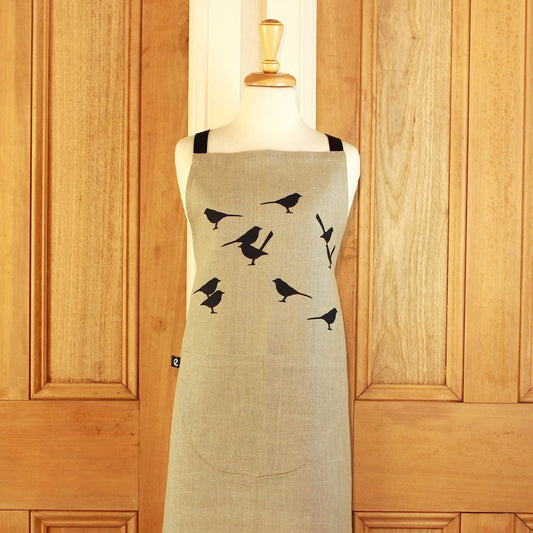 Apron Fairy Wren French Navy - Eastbourne Art. Handmade in Australia