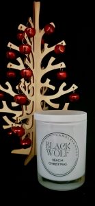 Black Wolf Candle Beach Christmas. Handmade in Australia.