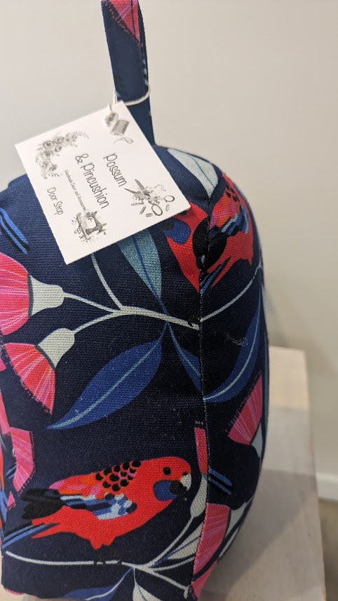 Door stop Possum & Pincushion Navy Rosella. Handmade in Australia