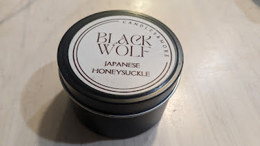 Black Wolf Candle Tin Japanese Honeysuckle