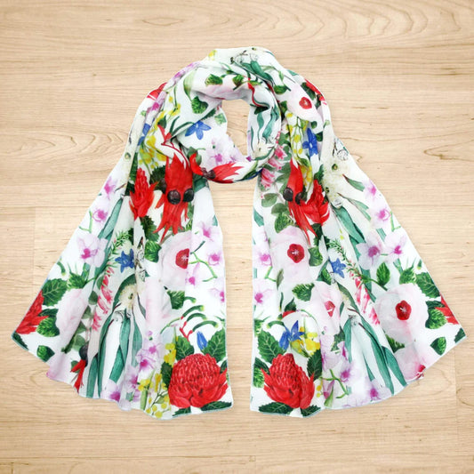 Australian Flowers Emblems Scarf Handmade in Australia