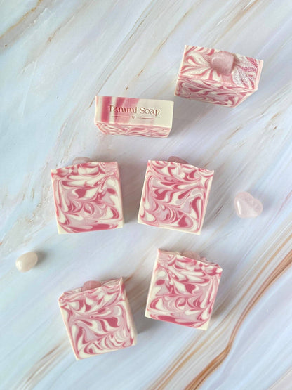 Luxury Artisanal Handmade Soap - Rose Quartz  with Silk