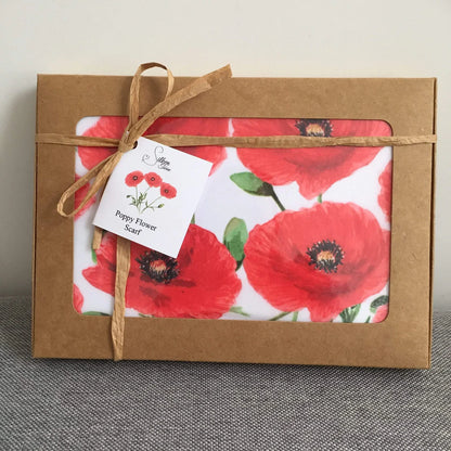 Red Poppies Chiffon Scarf Handmade in Australia