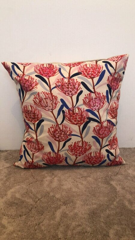 Cushion Cover Square Waratah 45cm x 45cm. Handmade in Australia